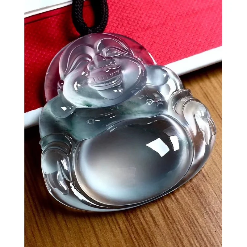 Натуральный полностью зеленый Подвеска Будды из нефрита и ледяного с