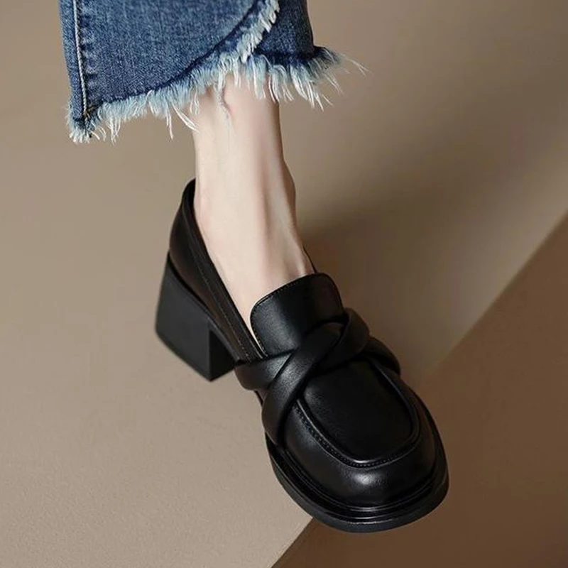 

Туфли женские на среднем каблуке, туфли-лодочки на массивном каблуке, осень 2023