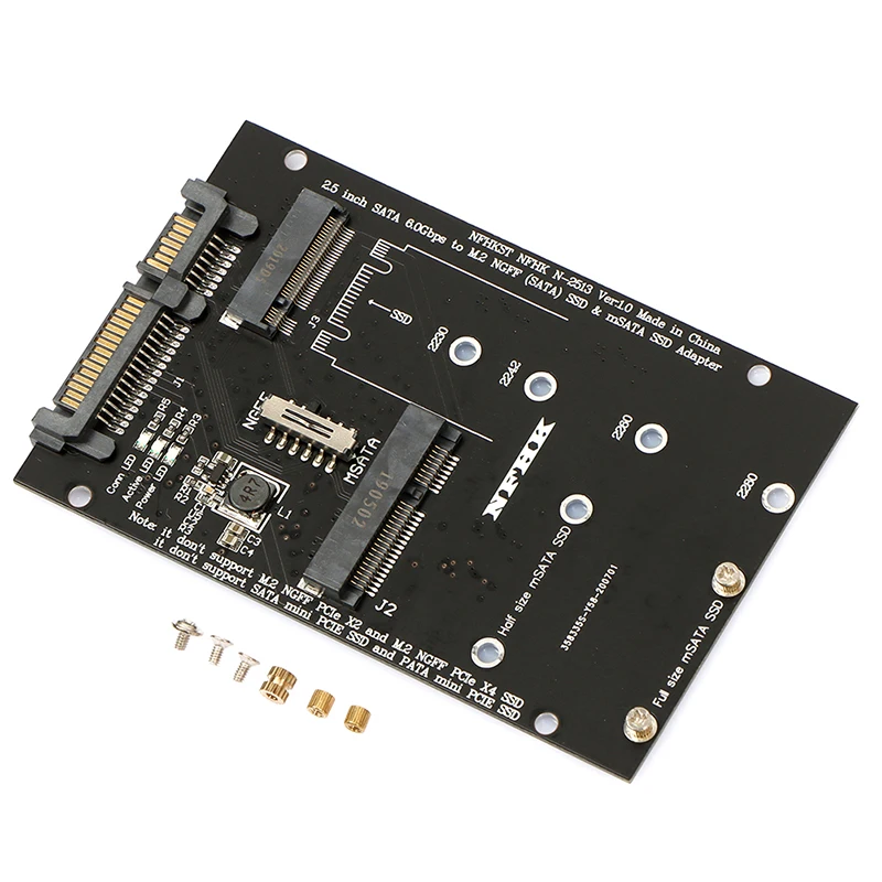 Адаптер M2 MSATA M.2 B Key SSD к SATA 3 0 адаптер Riser NGFF 22Pin 2 5 дюйма SATA3 преобразователь