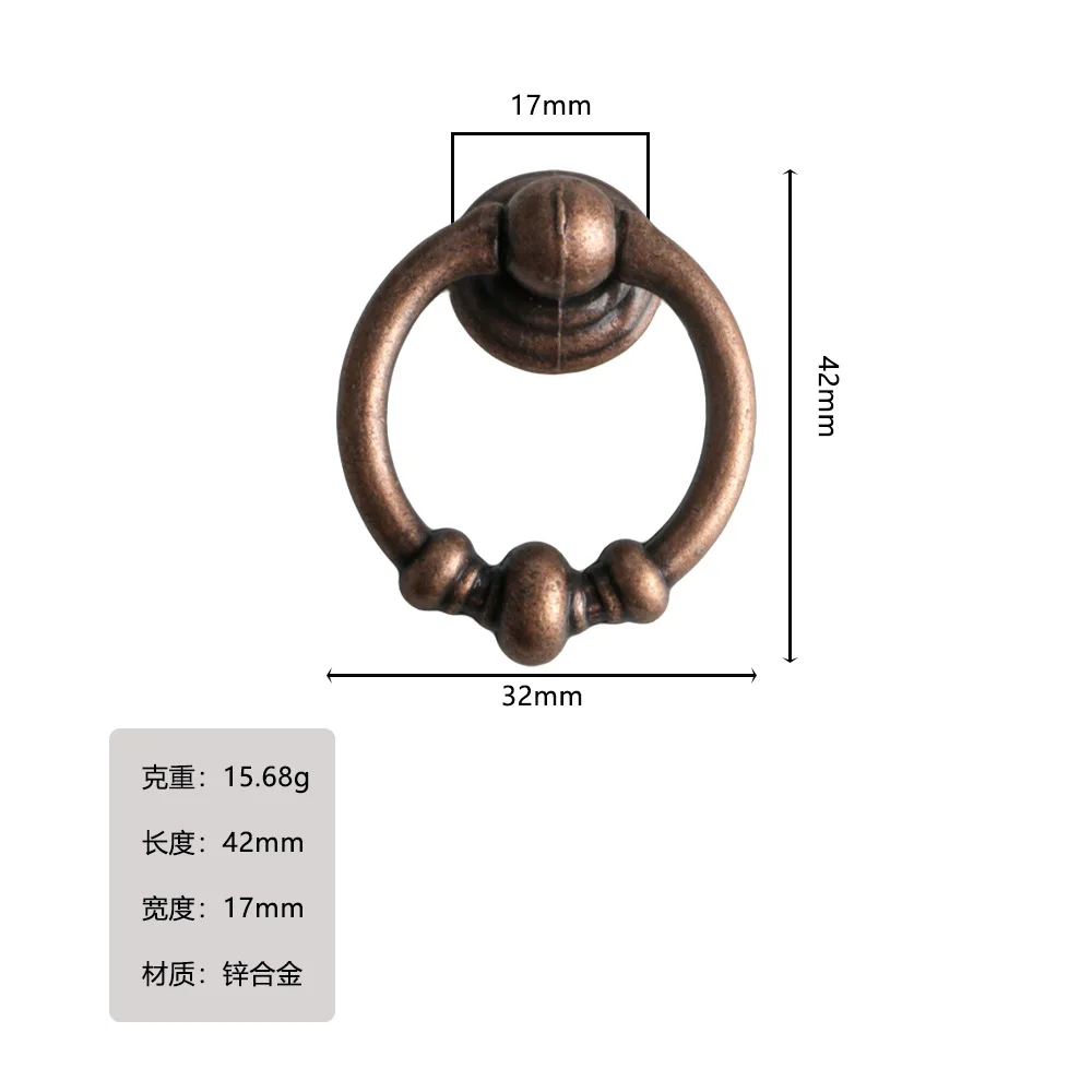 

Красная Античная Медная подвеска с круглой ручкой, винтажная ручная работа, гардеробное, ручное кольцо из сплава