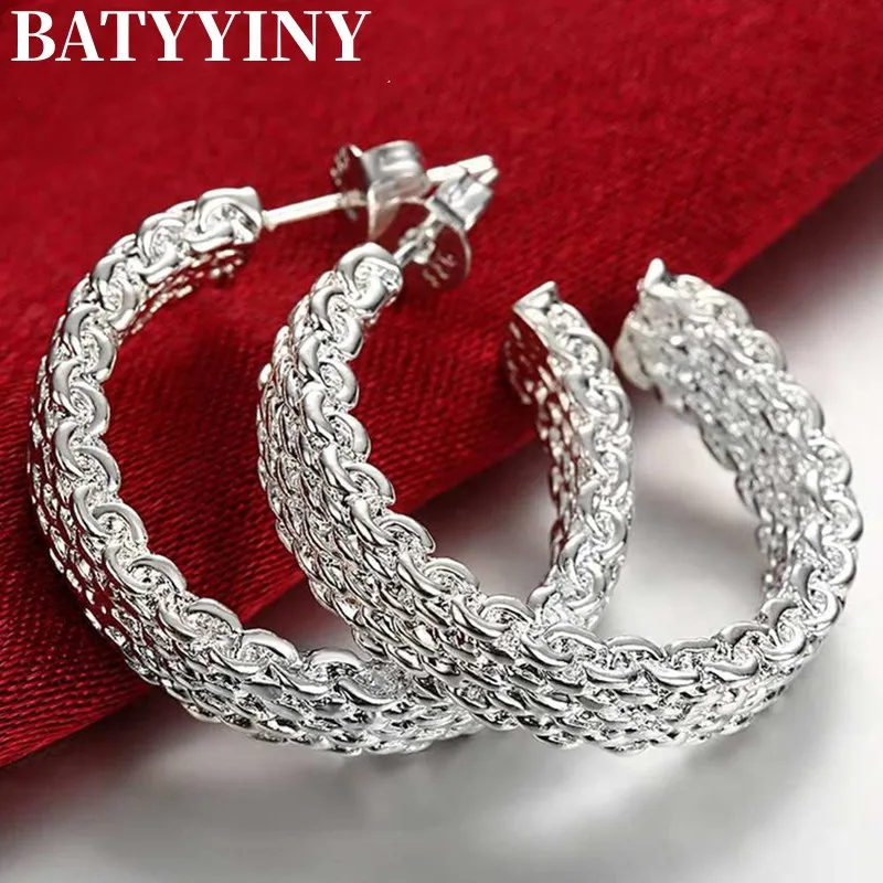 

BATYYINY Fashion 925 Sterling Silver Earring For Women Round Stud Earring Christmas Gift Party Wedding Jewelry Free Shipping