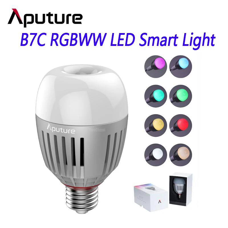 

Aputure Accent B7C 7W RGBWW LED Smart Light Bulb 2000K-10000k CRI 95+ TLCI 96+ Sidus Link App Control Battery DC Mode lights