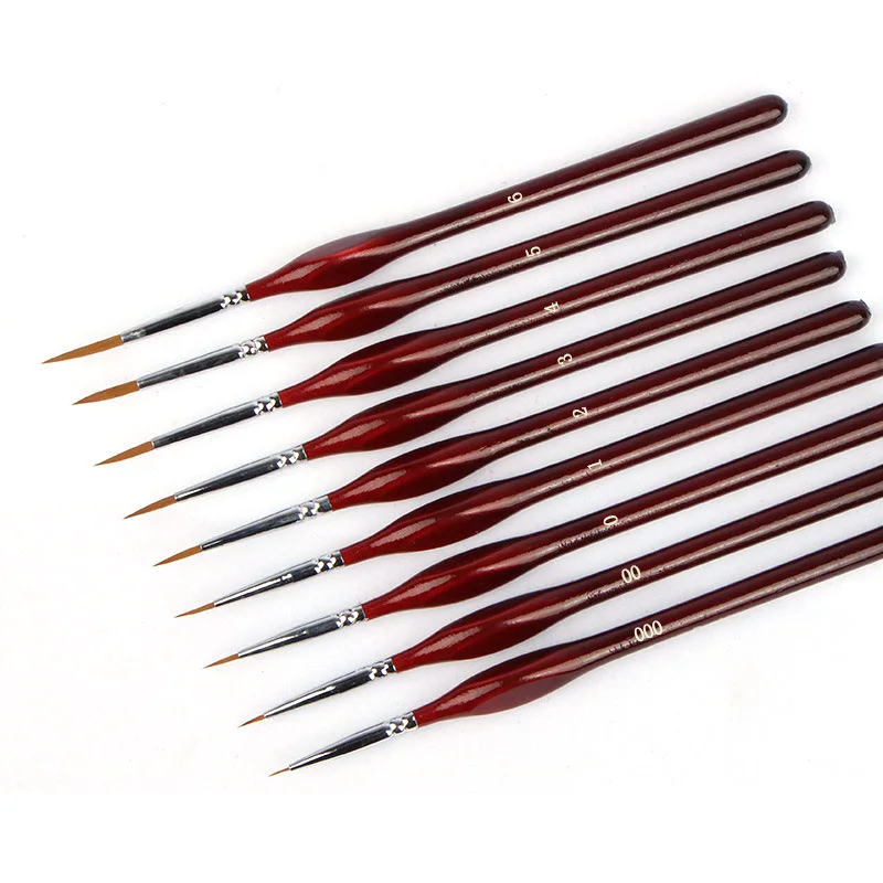 

Набор профессиональных нейлоновых кистей для рисования волос, миниатюрные художественные кисти для рисования гуашью, масло для рисования ...