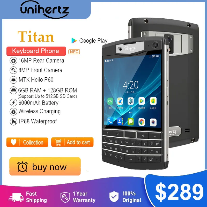 Смартфон Unihertz Titan защищенный, 4G, 6 + 128 ГБ, Android 10, NFC, 8 + 16 МП