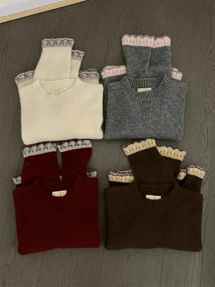 Кружевной вязаный топ Western Sle Sweet Idle женский осенне-зимний новый дизайн уникальный