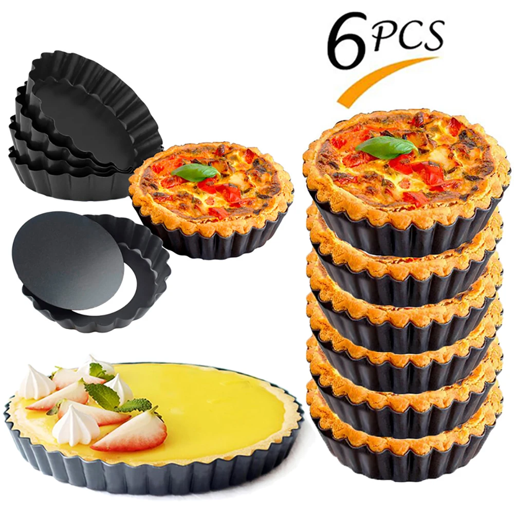 

10cm Mini Pie Muffin Cupcake Pans Non-Stick Tart Quiche Flan Pan Molds Pie Pizza Cake Mold Removable Loose Bottom Round Bakeware