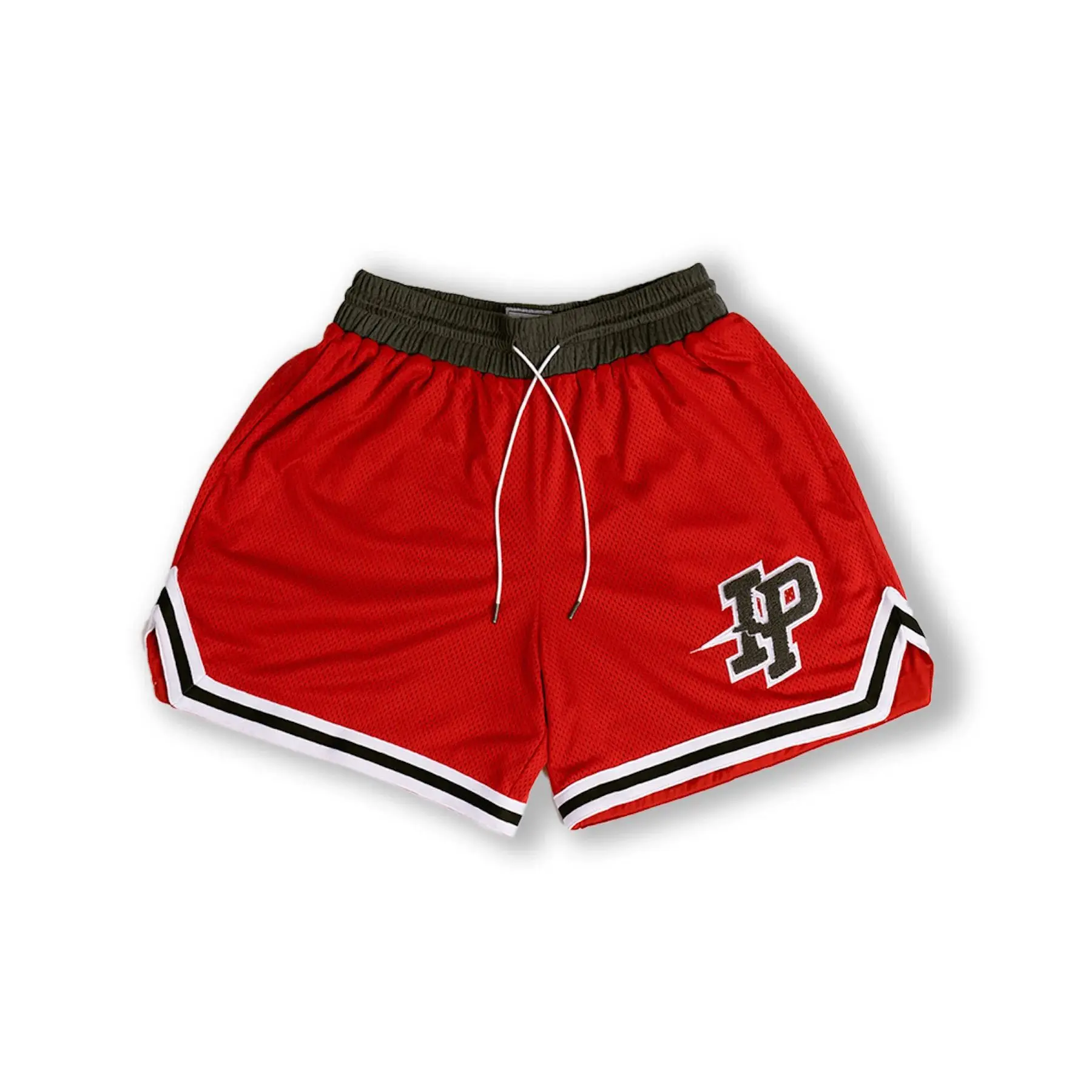 Inaka Power Shorts Men Women Basketball GYM Workout Mesh Double Layer Embroidery Basketball Shorts Red