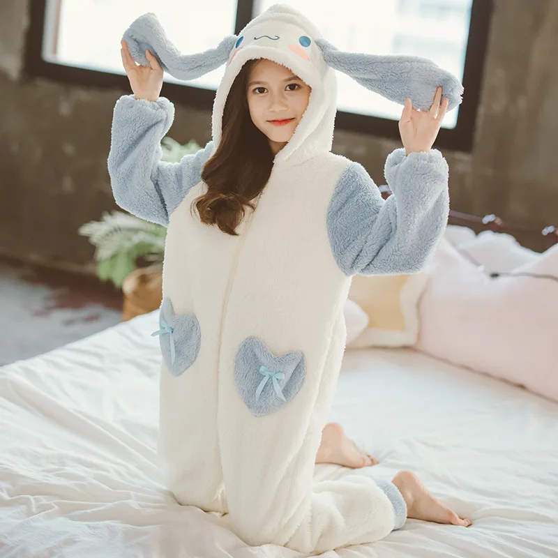 

Children's one-piece pajamas autumn and winter thickened coral velvet cartoon cute baby flannel girl kick resistant sleeping bag