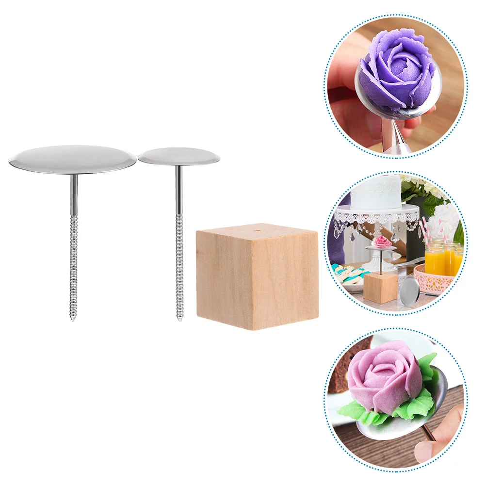 

1 Set Of With Wooden Stand Baking DIY Cake Flower Needles Frosting Flower Nails