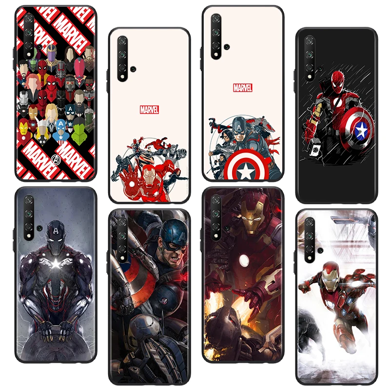 

Marvel Avengers superheroes For Huawei Honor 60 50 X30 30i 20 10 10i 10X 9X 9S 9C 9 8X 8A lite Pro SE Black Silicone Phone Case
