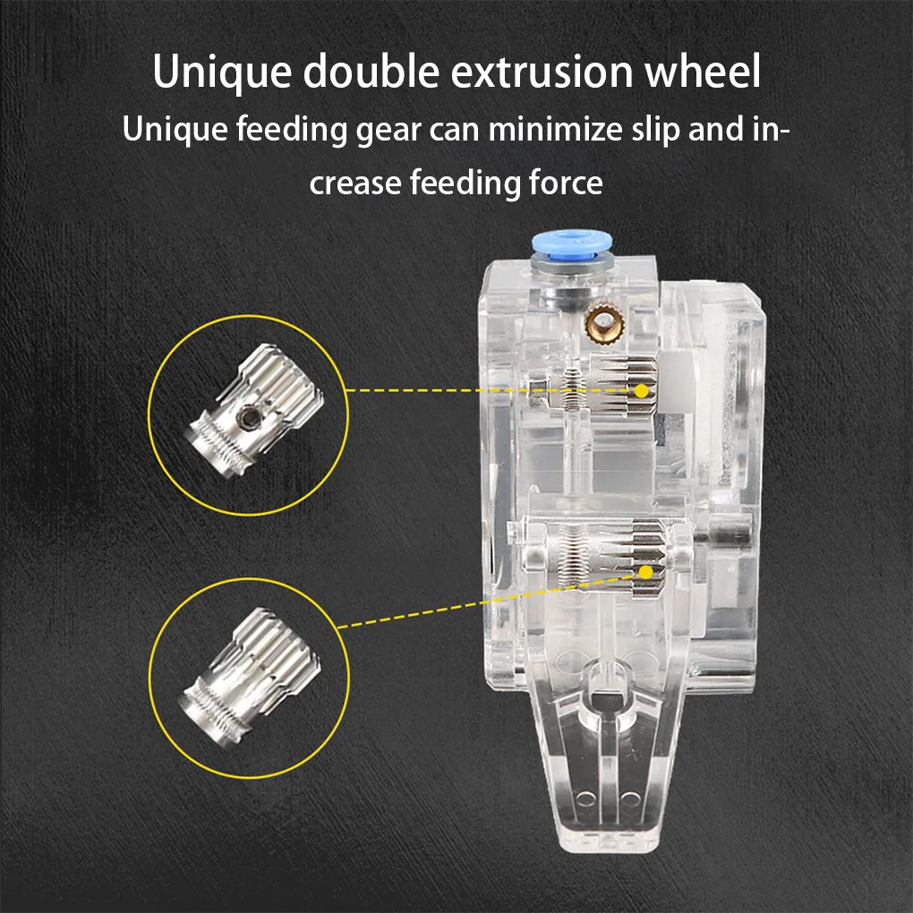 

3D Printer Extruder Dual Drive Hot End Filament Distant Extrusion Clear