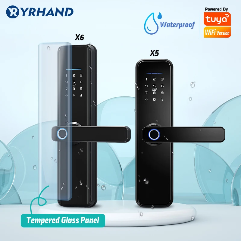 Waterproof cerradura intelige Tuya Biometric Fingerprint Security Intelligent Smart WiFi APP Password Electronic Smart Door Lock