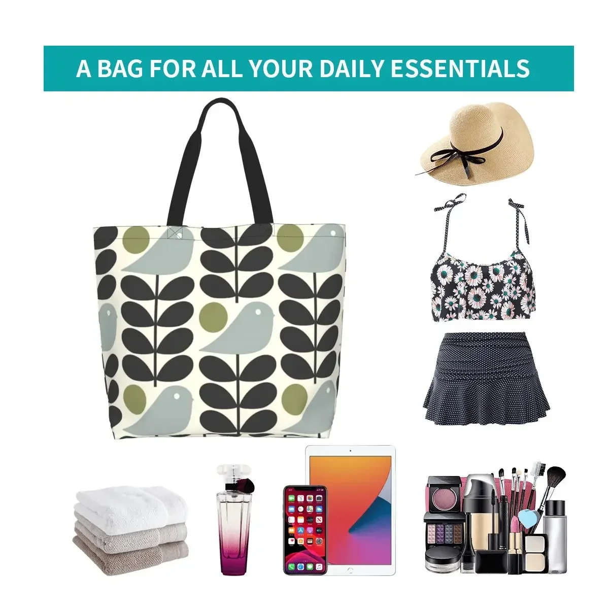 Многоразовая сумка для покупок Bird Orla Kiely с абстрактным дизайном женская холщовая