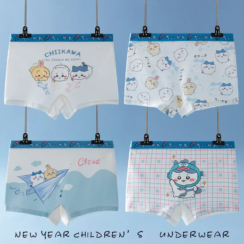 4 шт. детские трусики Chiikawa хлопковые шорты-боксеры для девочек с героями
