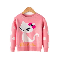 2022 european and american knitted sweater for girls cute cartoon cat sweater childrens wear medium thickness winter clothes