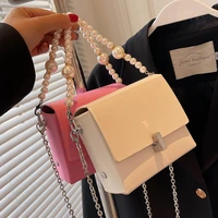 mini hand carry small bag female summer all match 2022 new fashion ladies texture chain messenger bag pearl small square bag