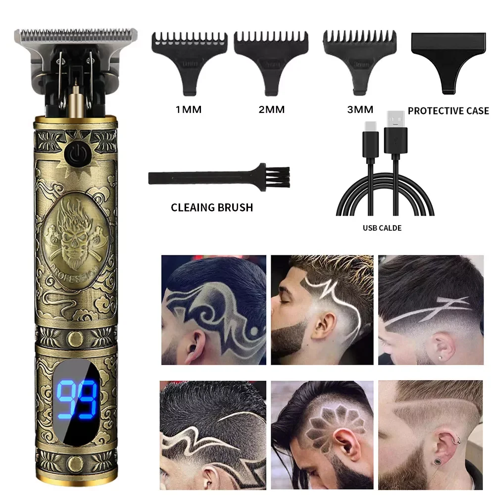 

Cordless Hair Cutting Machine Vintage Beard Lighter Professional Hair Barber Trimmer For Men Clipper Shaver