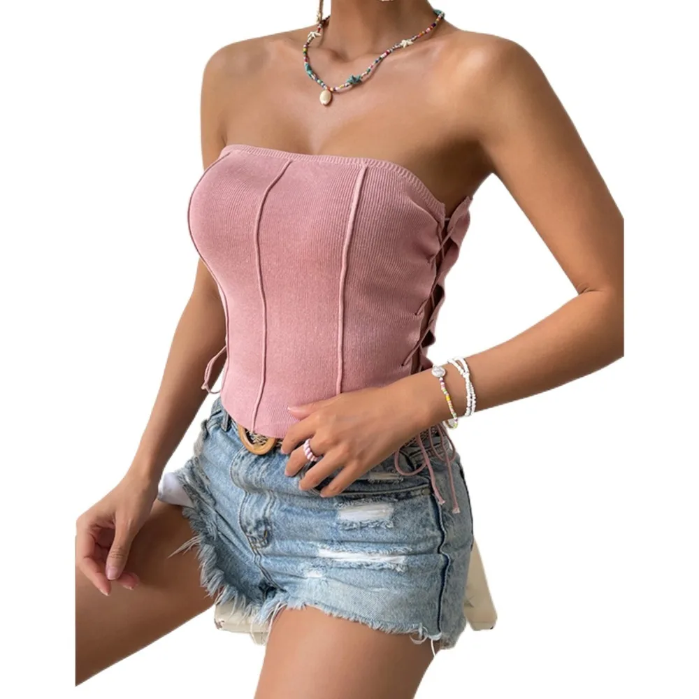 

Новинка, летняя одежда в европейском и американском стиле, женский простой двухсторонний сексуальный топ с запахом на шнуровке