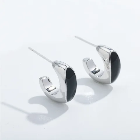 Простые эллиптические милые серьги-кольца, Гладкие Женские Элегантные французские серьги-кольца для пирсинга, подарки для женщин