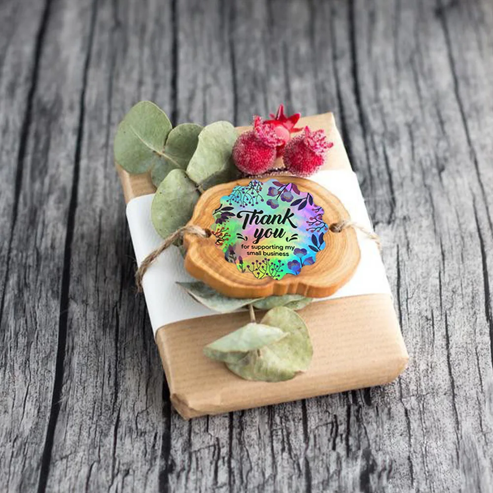 Серебряный лазер 500 шт. спасибо за поддержку моего маленького бизнеса наклейка