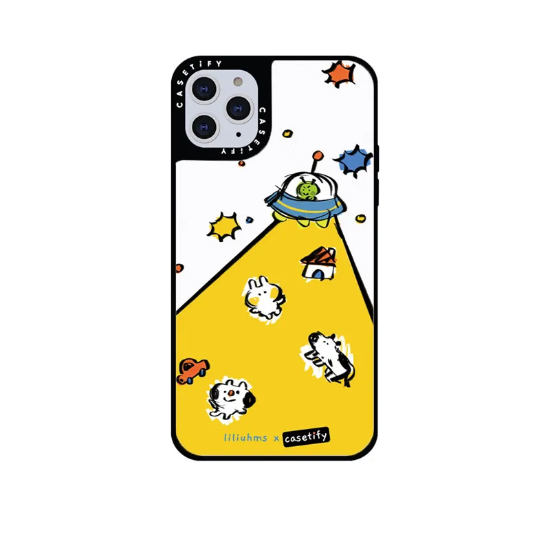 

CASETIFY Yellow Alien Mirror Case For IPhone 11 12 13 14ProMax 11 12 13 14Pro XsMax XR 6S 7 8 SE 7P 8P 14Plus Back Cover E0526