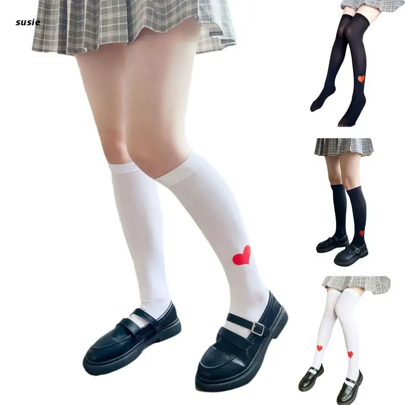 

X7YA Japanese Harajuku Leg Stockings Print Female Summer Elastic Tube Leg Cover Slouch Socks Knee Calf Sock for Women Girl
