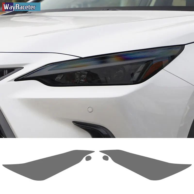 2 Pcs Car Headlight Protective Film Front Light Transparent Smoke Black TPU Sticker For Lexus NX 2022 350h 450h 250 Accessories