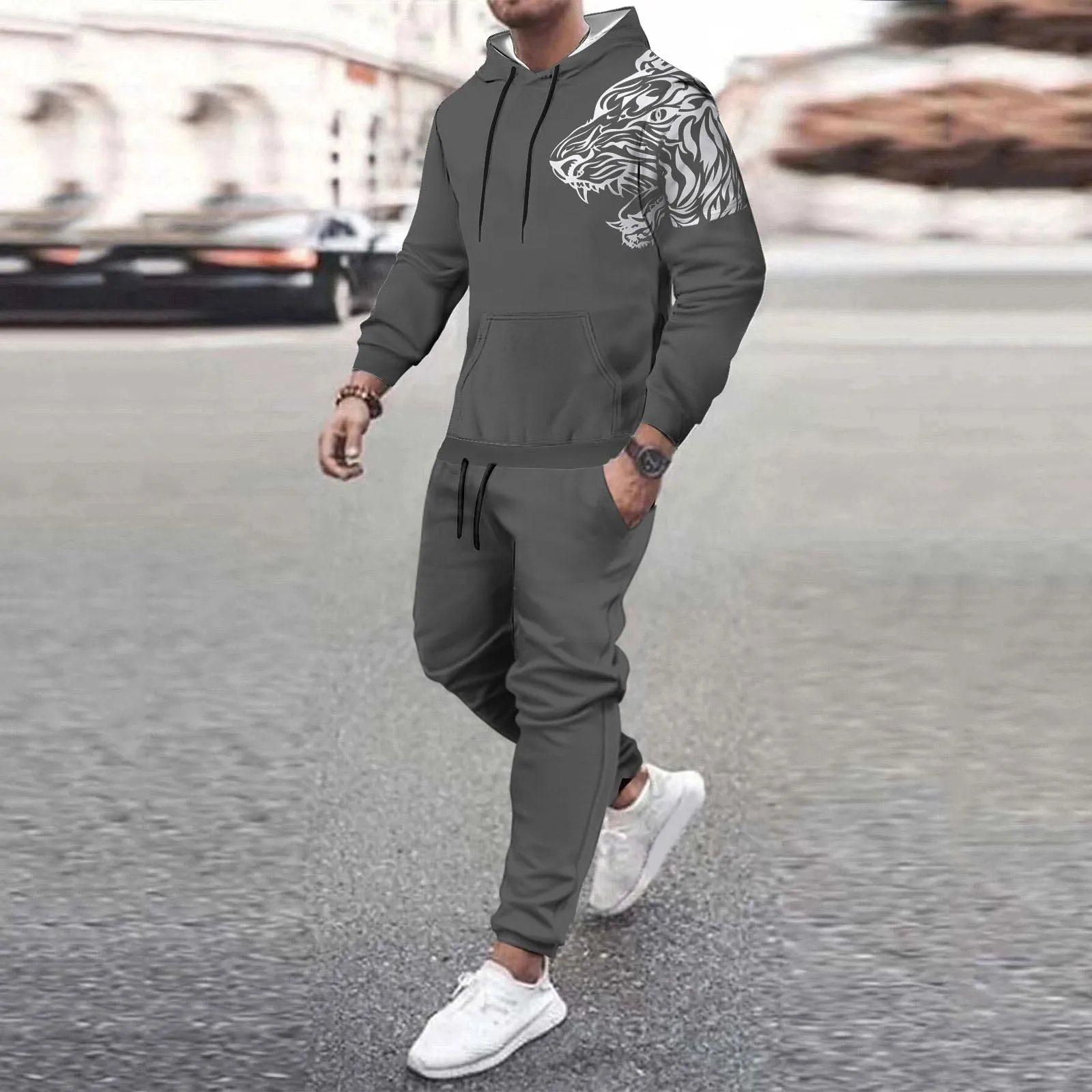 Spring And Autumn Jogging Men Tracksuit Suit 2 Pieces Sets Hoodies And Pants Suits