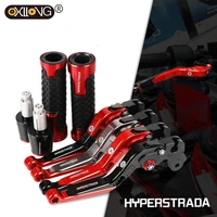 logo hyperstrada motorcycle aluminum brake clutch levers handlebar hand grips ends for ducati hyperstrada 2013 2014 2015