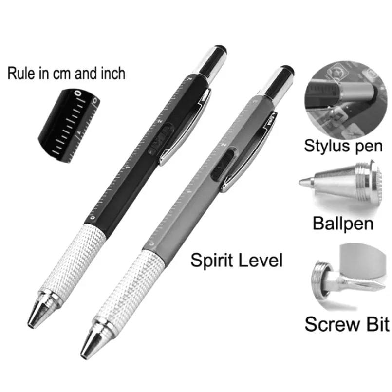 

6 In1 Multifunction Ballpoint Pen with Modern Handheld Tool Measure Technical Ruler Screwdriver Touch Screen Stylus Spirit Level