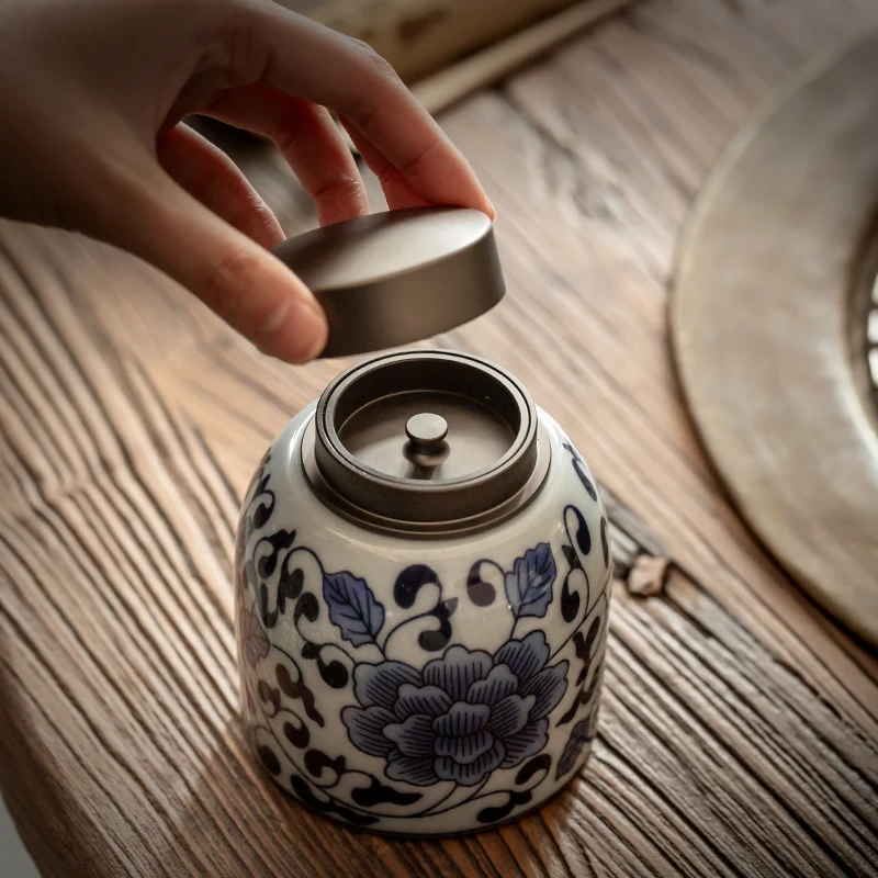 Синий и белый фарфоровый чайник герметичный сахар керамический орех контейнер
