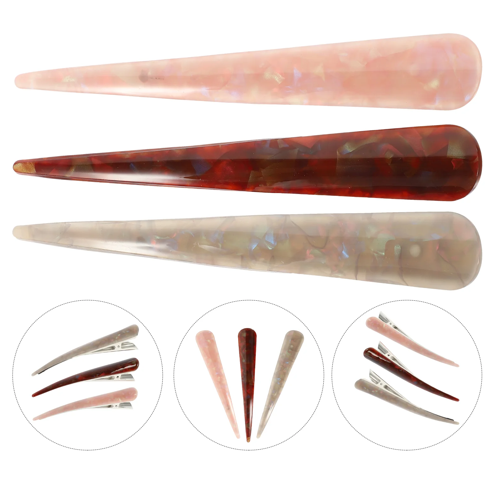 

3 Pcs Large Hairpin Acrylic Barrettes Girls Accessories Women Long Clips Miss Jewels