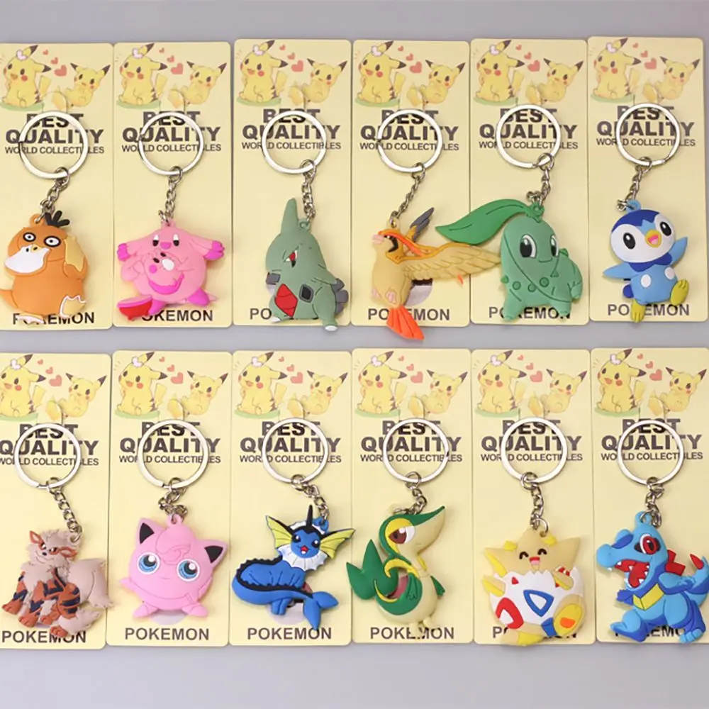 

Pokemon Key Ring Pendant Anime Marowak Abra Gengar Ponyta Porygon Alloy Silicone Keychain Bag Accessories Pendant Birthday Gifts