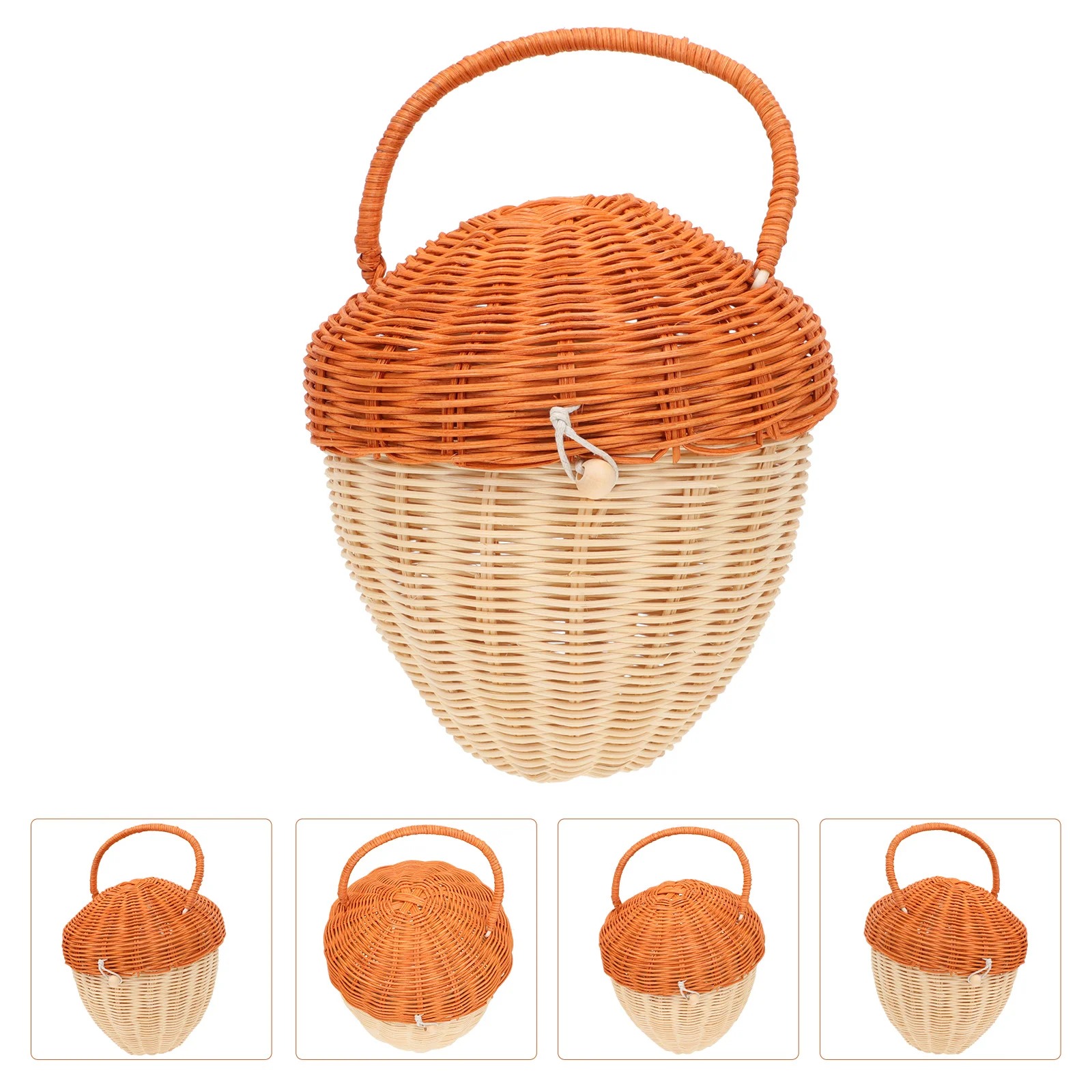 

Acorn Tote Decorative Woven Basket Beach Children Clutch Bag Women's Purses Crossbody Hand