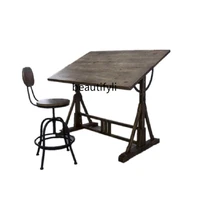 yj european calligraphy table iron art drafting table art desk designer desk solid wood workbench painting table painting table