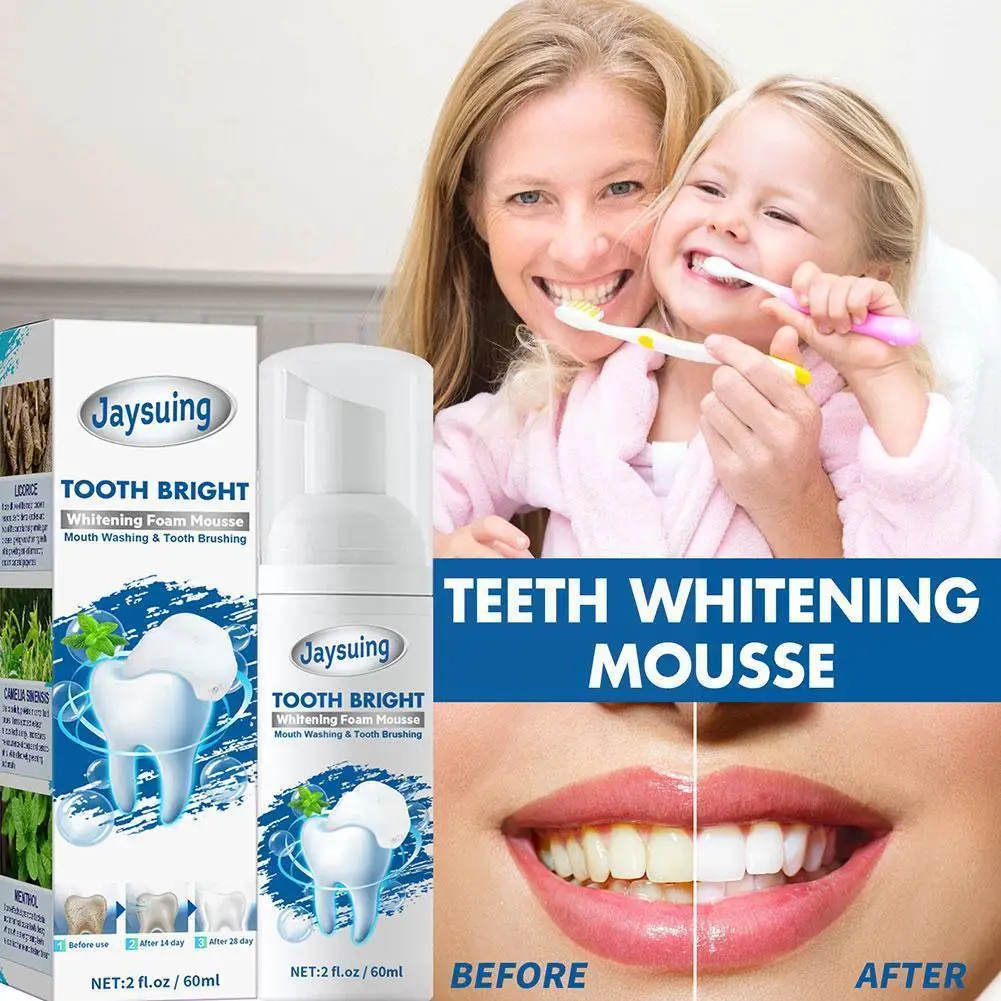 

60ml Tooth Brighten Whitening Foam Mousse Remove Bad Dental Tartar Toothpaste Care Teeth Plaque Cleansing Breath Foam Stain E0k2