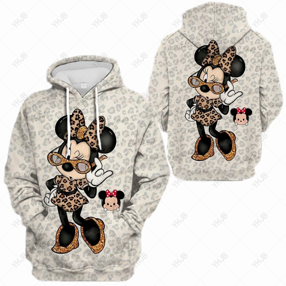 

Disney Sweatshirt Sweet Mickey Minnie Mouse Letter Cartoon Print Women Hooded Pullover Long Sleeve Hoodies Jumper Tops Female