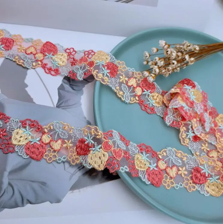 2 ярда/партия кружевная лента с вышивкой ширина 3 см