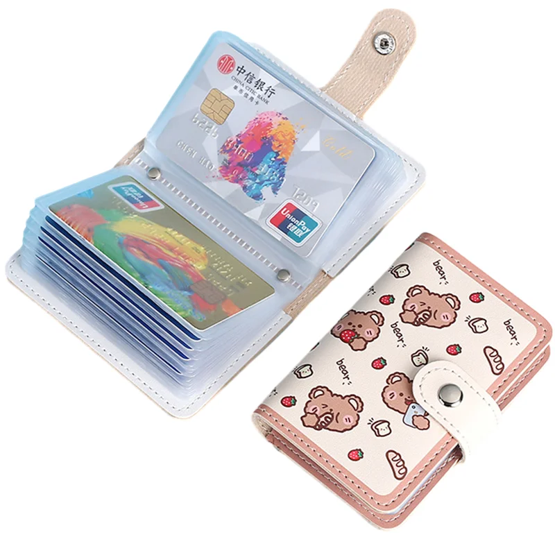 

Kawaii Bear Card Holder Cute Multi Grids Business ID Credit Bank Card Case Photocards Holder Portable Wallet Korean Stationery