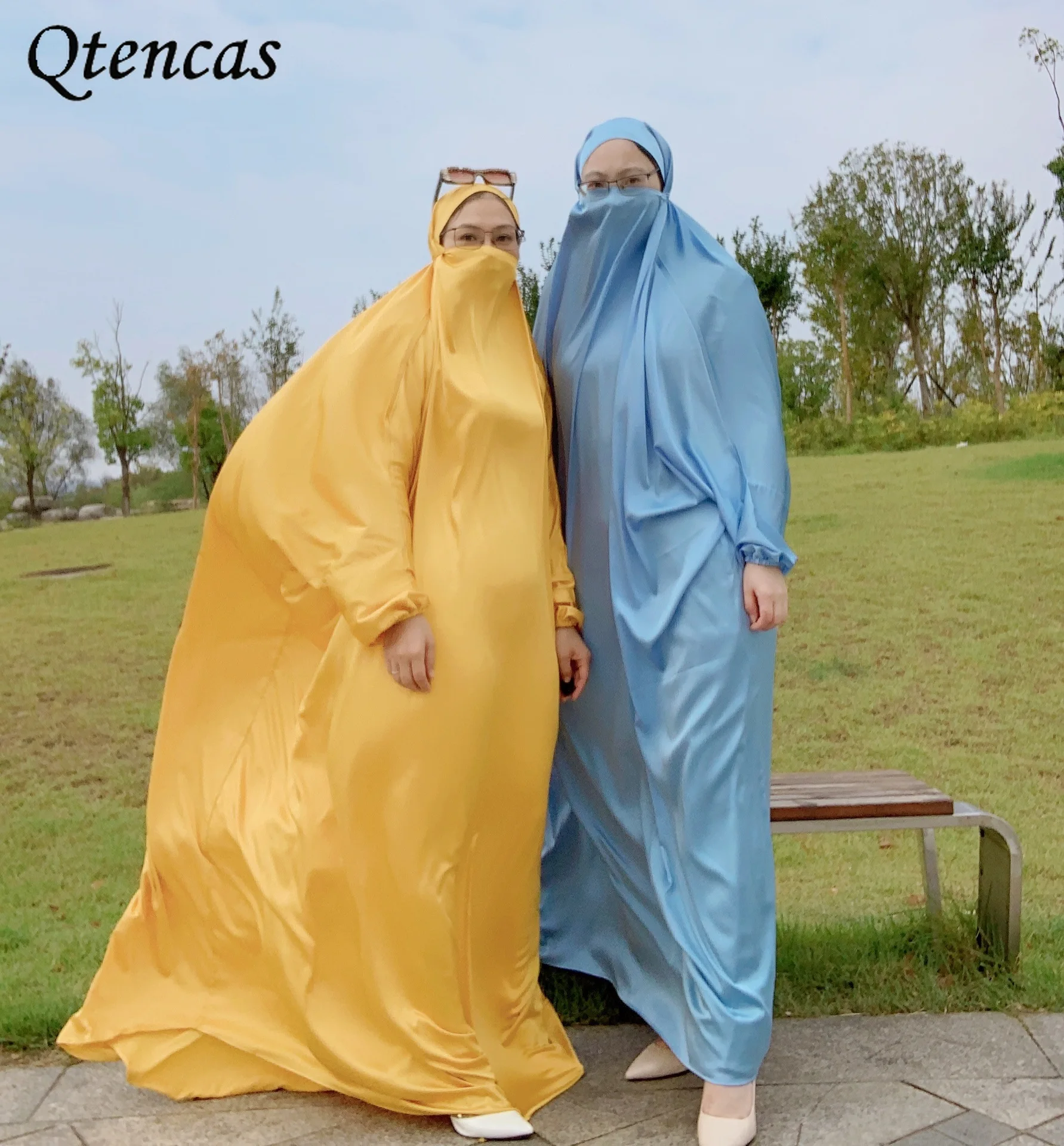 ИД мусульманский хиджаб, платье, молитвенная одежда, Женский комплект с капюшоном Jilbab Abaya, длинный химар Рамадан, мусульманская одежда Niqab ...