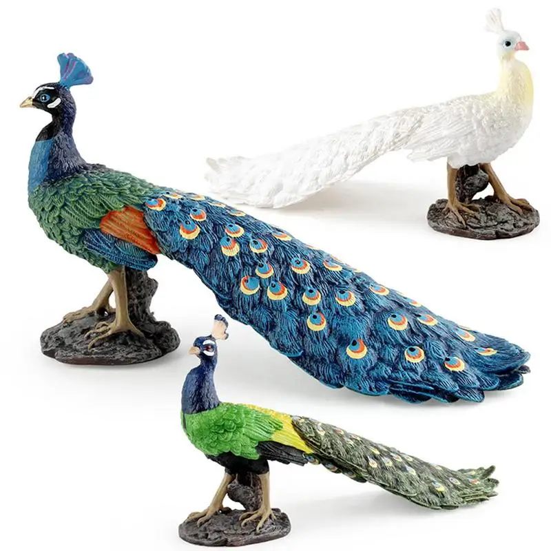 

Realistic Peacocks Figurine Toy Simulation Peacocks Animal Model Desktop Decoration Doll Toy Figurines Kids Toys