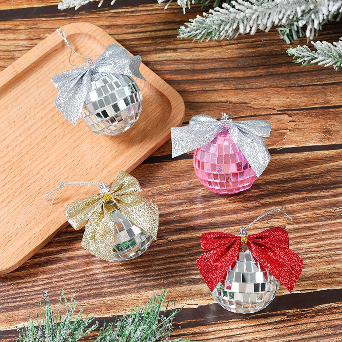 Christmas Mirror Ball Pendant Decoration for Home 2024 Xmas Ornament Navidad Natal New Year Gift 2025