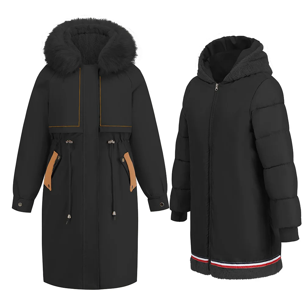 Women's Cotton Coat 2022 Winter New Fashion Fur Collar Women's Down Jacket Cotton Jacket Zip Pike Coat Two-Piece Winter Jacket