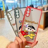 cartoon boy crayon shin chan for samsung galaxy s22 s21 ultra s20 fe lite s10 s9 s8 plus 5g frosted translucent phone case cover