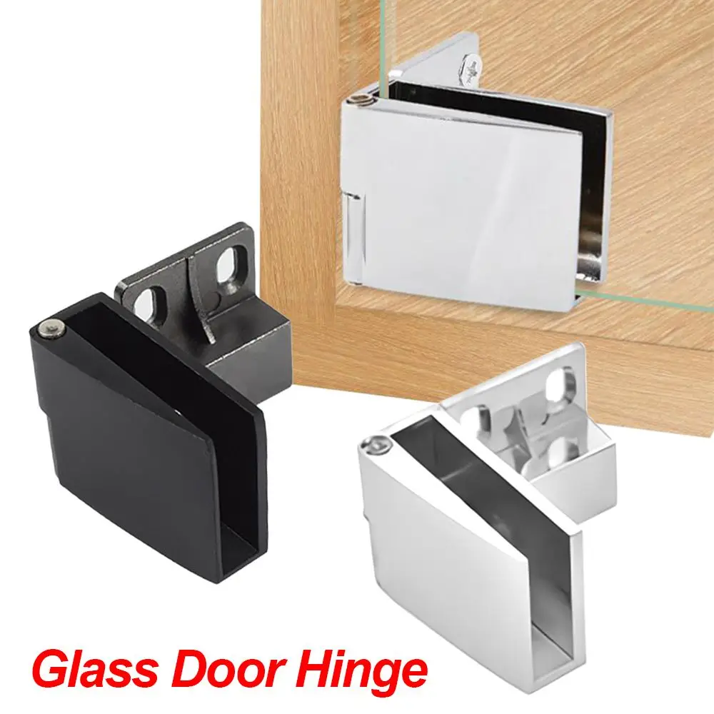 

1pair Zinc Alloy Self-closing Glass Door Hinge No Drilling Frameless Clamp Side Mounted Hardware Furniture Accessories