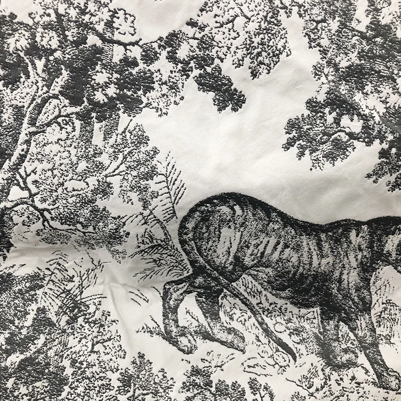 

Polyester Jacquard Fabric European American Style Forest Tiger Brocade Embossed for Clothing Jacket Custom Cloth By Meter