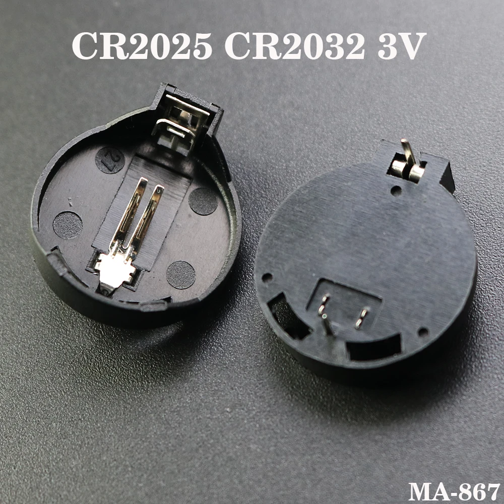 

1PCS CR2025 CR2032 3V Button Coin Cell Battery Socket Holder Case Mini Battery Storage Box Black Color
