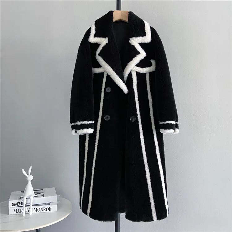 Fashion 2023 New Winter Jacket Women Real Fur Coat Casual Thick Sheep Shearing Fur Warm Solid Pocket Streetwear Outerwear R2