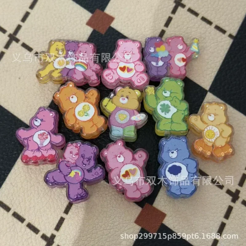 Фото Милые 10 шт. бусины с принтом мультяшных мишек Care Bear для рукоделия, цепочки для мобильных телефонов, подвески для сумок, брелоки, аксессуары для украшений №5
