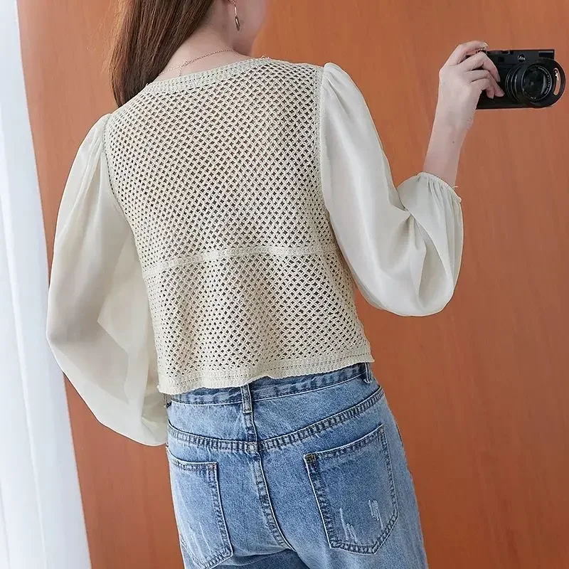 Женская винтажная Блузка в клетку с V-образным вырезом на пуговицах